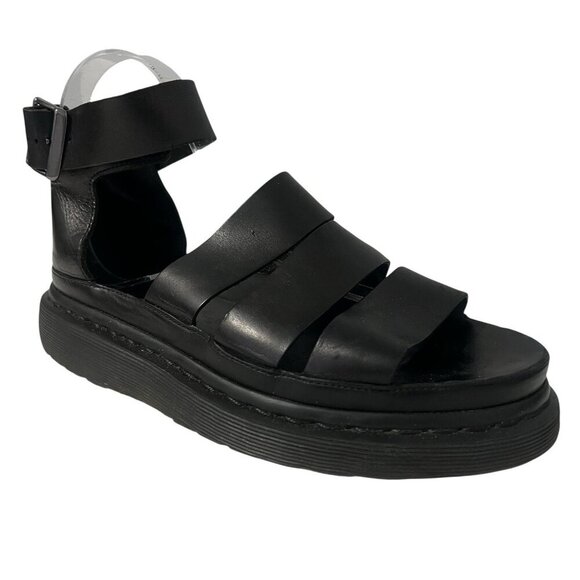 Dr Martens Clarissa II Black Leather Gladiator Sandals Women Size 8 Strappy - Picture 1 of 10